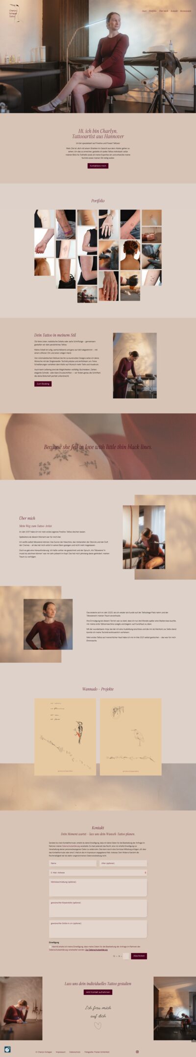 Website Layout von Tattoo-Artist Charlyn Schaper