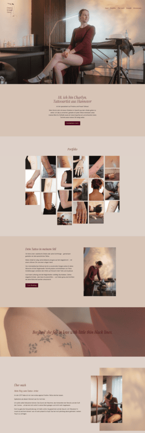 Website Layout von Tattoo-Artist Charlyn Schaper