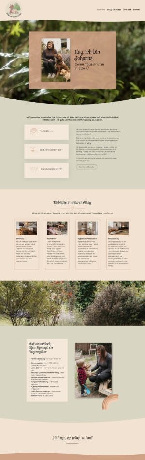 Website Layout von Tagesmutter Johanna Baxmann