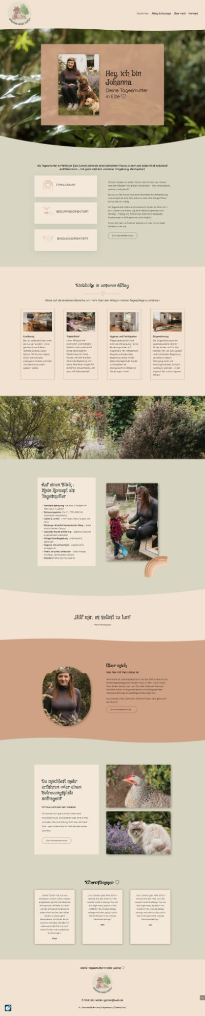 Website Layout von Tagesmutter Johanna Baxmann