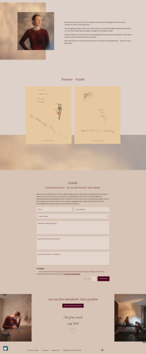 Website Layout von Tattoo-Artist Charlyn Schaper
