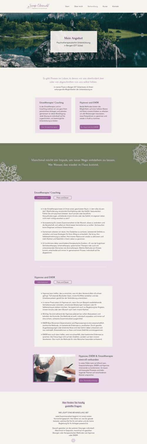 Angebotsseite der Heilpraktikerin für Psychotherapie Svenja Glasewald