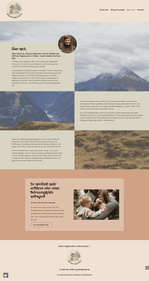 Über-Mich-Seite von Tagesmutter Johanna Baxmann