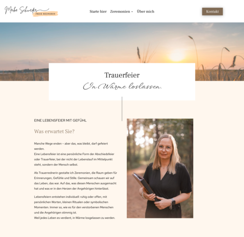 Layout der Seite Trauerfeier