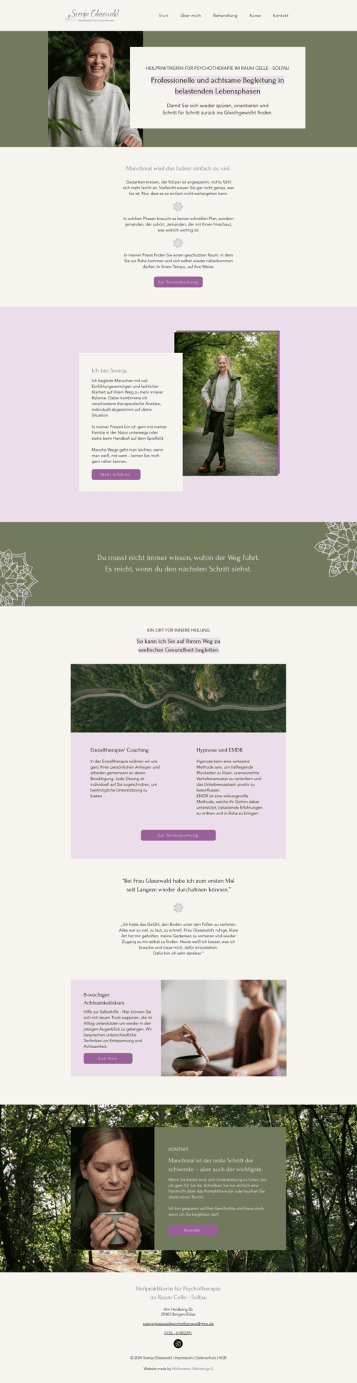 Website Layout von Tagesmutter Johanna Baxmann