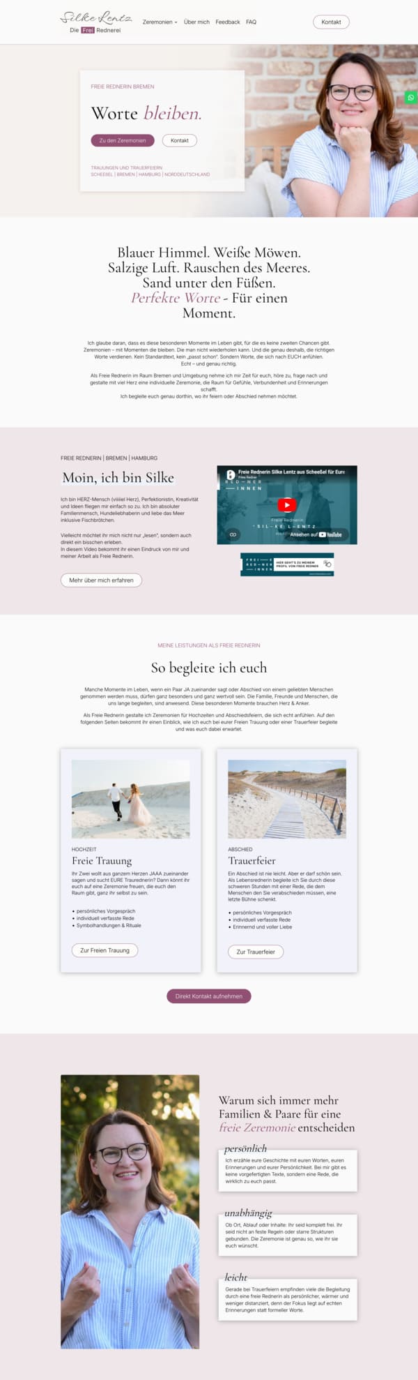 Screenshot der Website von einer Freien Rednerin.