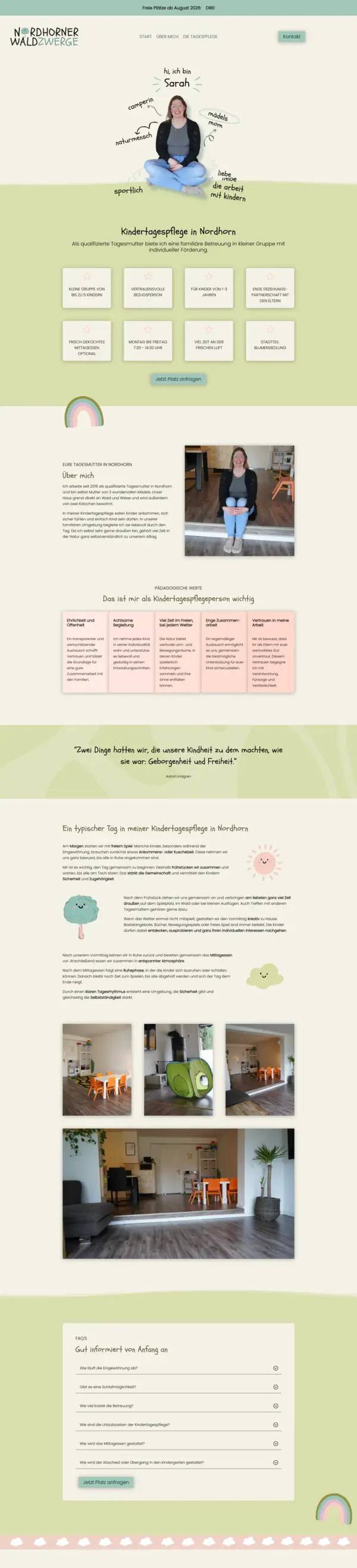 Referenz Website von der Tagesmutter Sarah Hessels.